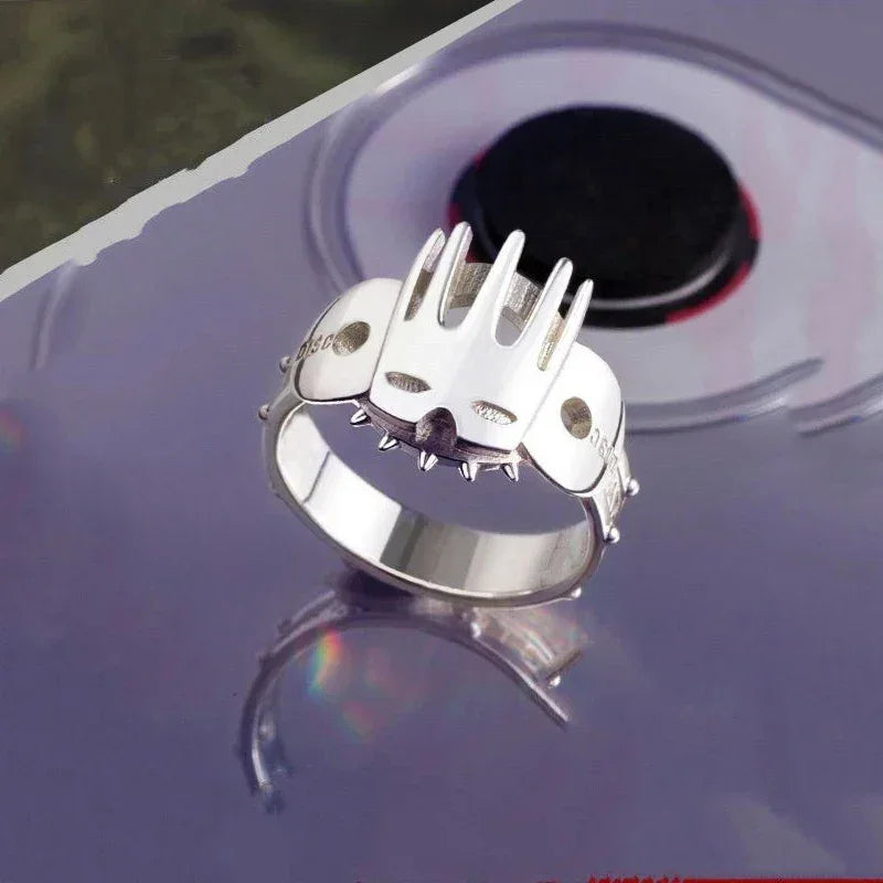 Bague Enrico Pucci JoJo's Bizarre Adventure argentée, vue de face