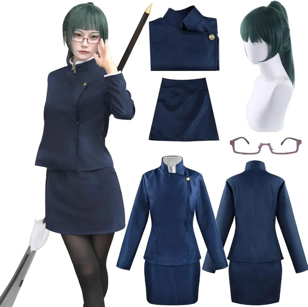Costume cosplay Maki Zenin de Jujutsu Kaisen : uniforme de l'école d'exorcisme