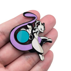 Pin esmaltado de Mewtwo de 5 cm para anime japonés, divertido dibujo animado de Pokémon, insignia coleccionable, joyería, accesorios para mochila, broche de solapa - vignette 1
