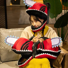 Almohada de peluche de Chainsaw Man, linda máscara de anime, muñeco de peluche, tocado, accesorio de cosplay de Denji, almohada decorativa suave, gorras Pochita personalizadas - vignette 4