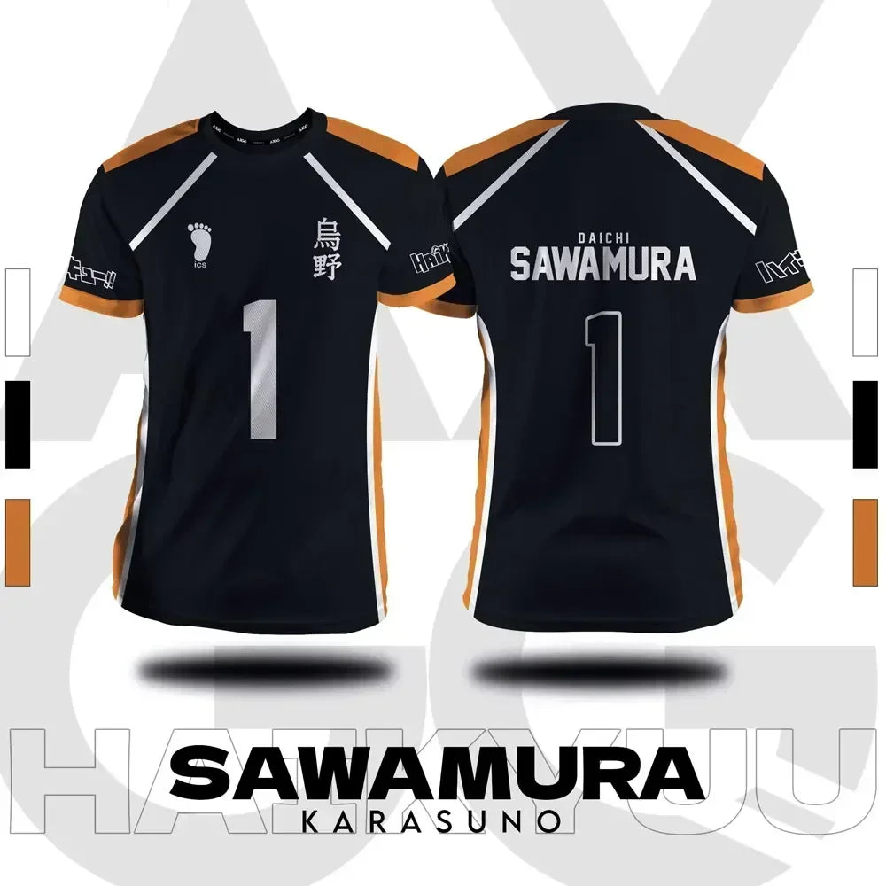 Haikyuu Fukurodani Hinata Cartoon Anime Cosplay Men Jersey Short Sleeve Kids Tee Clothing Unisex Tops New Fashion Women T-shirt - BAKASHOP