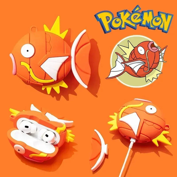 Pokemon Case for Apple AirPods 1 2 3 Airpod Pro 3D Magikarp Key Chain Wireless Earphone Bluetooth Headset Case Silicone Cover - Pokémon